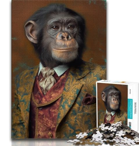 Puzzle 1000 Teile für Erwachsene und Jugendliche, Schimpanse im Anzug, lustige Spiele für die ganze Familie, lustige Aktivitäten zu Hause, Geburtstagsgeschenk, Reisegeschenke, 75x50cm Puzzle 1000 Teile für Erwachsene und Jugendliche, Schimpanse im Anzug, lustige Spiele für die ganze Familie, lustige Aktivitäten zu Hause, Geburtstagsgeschenk, Reisegeschenke, 75x50cm von GKJPOXZJ