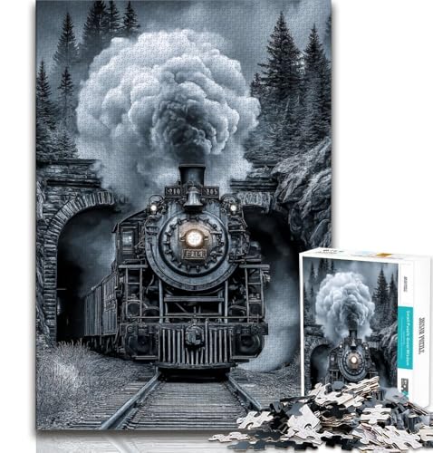 Puzzle 1000 Teile für Erwachsene und Jugendliche, Schwarz-Weiß-Zug, Lernspielzeug, Familienspiele, geeignet als Schreibtischdekoration, 38x26cm Puzzle 1000 Teile für Erwachsene und Jugendliche, Schwarz-Weiß-Zug, Lernspielzeug, Familienspiele, geeignet als Schreibtischdekoration, 38x26cm von GKJPOXZJ