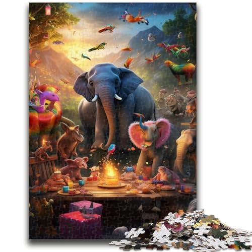 Puzzle 1000 Teile für Erwachsene und Jugendliche, Tierparty, 1000-teiliges Puzzle, Lernspiel für Geburtstage, Weihnachten, ab 14 Jahren (50x75cm) von GKJPOXZJ