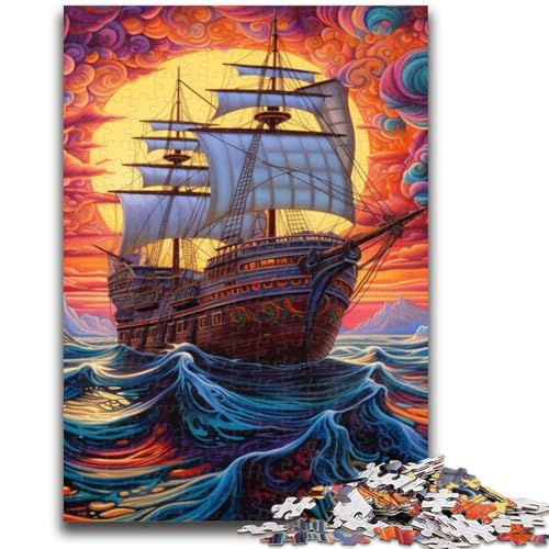 Puzzle 1000 Teile für Erwachsene und Jugendliche, buntes Piratenschiff, 1000 Teile für Erwachsene, Lernspiele, Heimdekoration, Geburtstagsgeschenk, Geschenke, Wandkunst, (38x26cm) von GKJPOXZJ