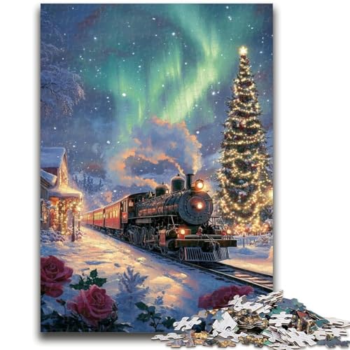 Puzzle 1000 Teile für Erwachsene und Teenager, Aurora-Zug-Puzzles für Teenager, als Lernspiel, Herausforderungsspielzeug, einzigartige Heimdekoration und Geschenke, (50x75cm) von GKJPOXZJ