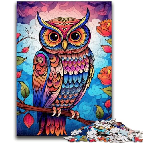 Puzzle 1000 Teile für Erwachsene und Teenager, Bunte Eulenkunst, Teenager-Puzzles, Lernspiele für die ganze Familie, Heimdekoration, Geschenk (75x50cm) von GKJPOXZJ