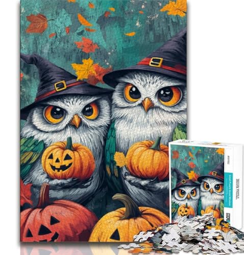 Puzzle 1000 Teile für Erwachsene und Teenager, Halloween-Eule, Lernspielzeug, Familienspiele, geeignet als Schreibtischdekoration, 75x50cm von GKJPOXZJ