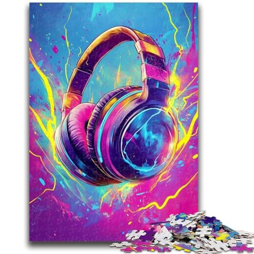 Puzzle 1000 Teile für Erwachsene und Teenager, Kopfhörer, 1000 Teile für Erwachsene, Stressabbau, schwierige Herausforderung, Wichtelgeschenke (50x75cm) von GKJPOXZJ