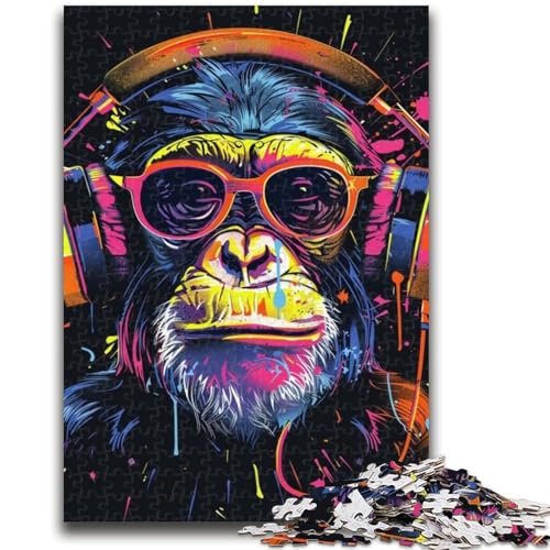 Puzzle 1000 Teile für Jugendliche AFFE mit Kopfhörer 1000 Teile für Jugendliche, Lernspiel für Geburtstag, Weihnachten für Alter 14+ (38x26cm) von GKJPOXZJ