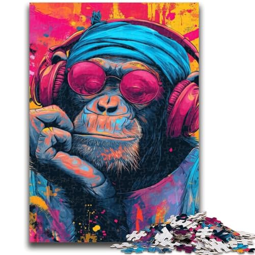 Puzzle 1000 Teile für Teenager, AFFE hört Musik, Puzzles, Lernspiele, Heimdekoration, einzigartige Heimdekoration und Geschenke (26x38cm) von GKJPOXZJ