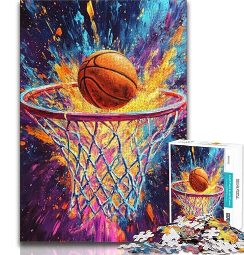 Puzzle 1000 Teile für Teenager, Basketball-Ölgemälde, anspruchsvolles Spiel und Familienspiel, Lernspiel zum Geburtstag, Weihnachten, 38x26cm Puzzle 1000 Teile für Teenager, Basketball-Ölgemälde, anspruchsvolles Spiel und Familienspiel, Lernspiel zum Geburtstag, Weihnachten, 38x26cm von GKJPOXZJ