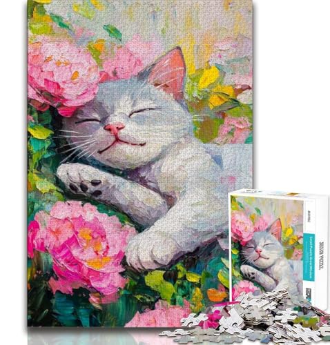 Puzzle 1000 Teile für Teenager, Blumenkatze, pädagogisches Familienspiel mit vollständig ineinandergreifenden, zufällig geformten Teilen, 75x50cm Puzzle 1000 Teile für Teenager, Blumenkatze, pädagogisches Familienspiel mit vollständig ineinandergreifenden, zufällig geformten Teilen, 75x50cm von GKJPOXZJ