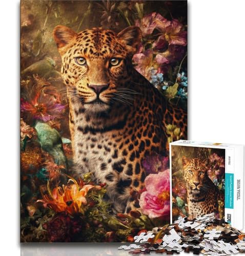 Puzzle 1000 Teile für Teenager, Blumenleopard, hilft dem Gehirn beim Trainieren, süchtig machendes Spielzeug, um Geduld zu fördern, Geschenk zum Geburtstag, 75x50cm Puzzle 1000 Teile für Teenager, Blumenleopard, hilft dem Gehirn beim Trainieren, süchtig machendes Spielzeug, um Geduld zu fördern, Geschenk zum Geburtstag, 75x50cm von GKJPOXZJ