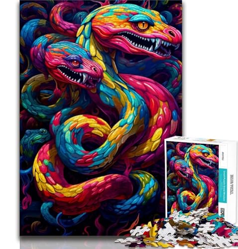 Puzzle 1000 Teile für Teenager, Bunte Kunstschlange, Lernspiele, Heimdekoration, Lernspiel für Geburtstag, Weihnachten, 75x50cm von GKJPOXZJ