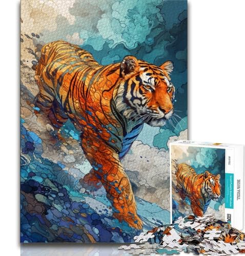 Puzzle 1000 Teile für Teenager, Geschenke, Fantasy-Tiger, Spielzeug, Lernspiele, Stressabbau, einzigartige Heimdekoration und Geschenke, 75x50cm von GKJPOXZJ
