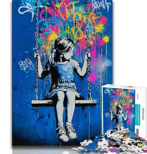 Puzzle 1000 Teile für Teenager, Geschenke, Graffiti, kleines Mädchen, hilft dem Gehirn, süchtig machendes Spielzeug zu trainieren, um Geduld zu fördern und das Gedächtnis zu verbessern, 38x26cm von GKJPOXZJ