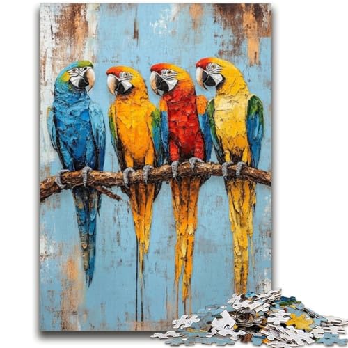 Puzzle 1000 Teile für Teenager, Geschenke, Papageien-Ölgemälde, Lernpuzzle, ganze Familie (50x75cm) von GKJPOXZJ