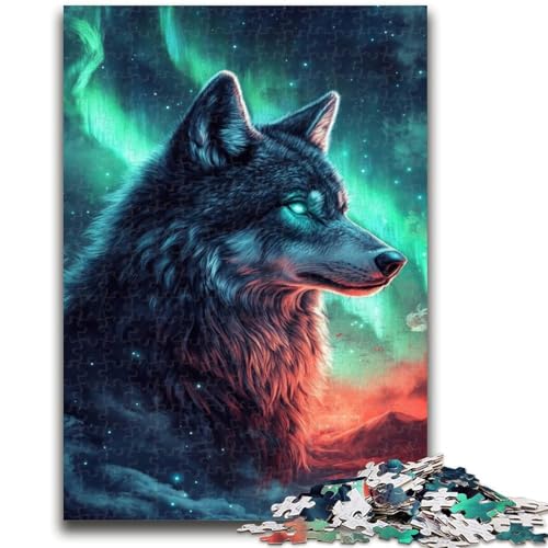 Puzzle 1000 Teile für Teenager, Geschenke „Wolf unter der Aurora“, Puzzles für Erwachsene, lustiges Geschenk und Aktivität für zu Hause, Spielzeug für Regentage, (38x26cm) von GKJPOXZJ