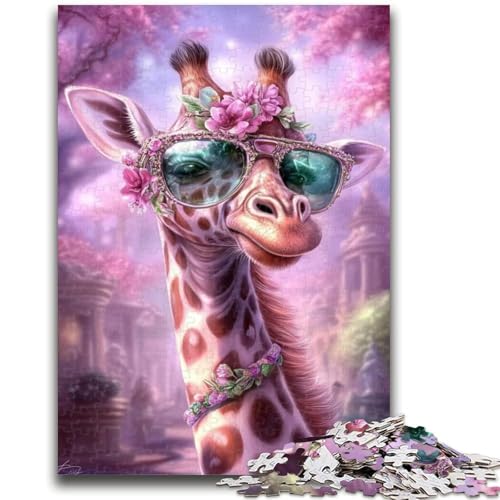 Puzzle 1000 Teile für Teenager, Giraffe mit Brille, Teenager-Puzzles, Lernspielzeug, lustige Familienspiele, einzigartige Heimdekoration (50x75cm) von GKJPOXZJ