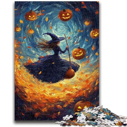 Puzzle 1000 Teile für Teenager, Halloween-Hexe, Teenager-Puzzle, Stressabbau, schwierige Herausforderung, Wichtelgeschenke (26x38cm) von GKJPOXZJ