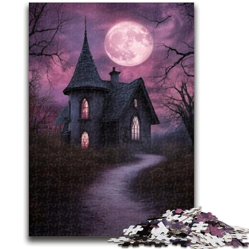 Puzzle 1000 Teile für Teenager, Halloween-Schloss-Puzzles für Teenager, Familienspiel zum Stressabbau, schwierige Herausforderung, geeignet für Paare (26x38cm) von GKJPOXZJ