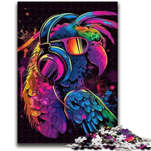 Puzzle 1000 Teile für Teenager, Papagei mit Sonnenbrille, Teenager-Puzzle, lustige Spiele, jedes Teil ist einzigartig – anspruchsvolles Familienspiel (26x38cm) von GKJPOXZJ