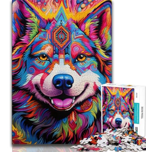 Puzzle 1000 Teile für Teenager, Psychedelischer Wolf, Spielzeug, Lernspiele, Stressabbau, Stärkung der Liebe zwischen Paaren, 75x50cm Puzzle 1000 Teile für Teenager, Psychedelischer Wolf, Spielzeug, Lernspiele, Stressabbau, Stärkung der Liebe zwischen Paaren, 75x50cm von GKJPOXZJ