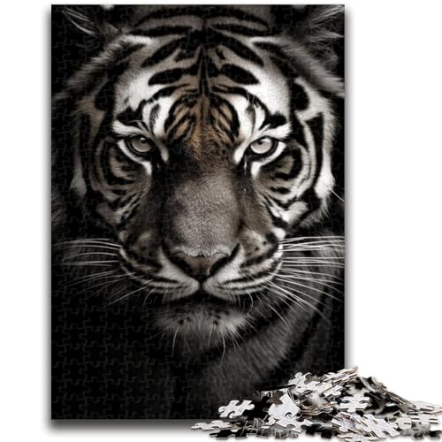 Puzzle 1000 Teile für Teenager, Schwarz-Weiß-Tiger, Teenager-Puzzle, Lernspielzeug, ganze Familie, (38x26cm) von GKJPOXZJ