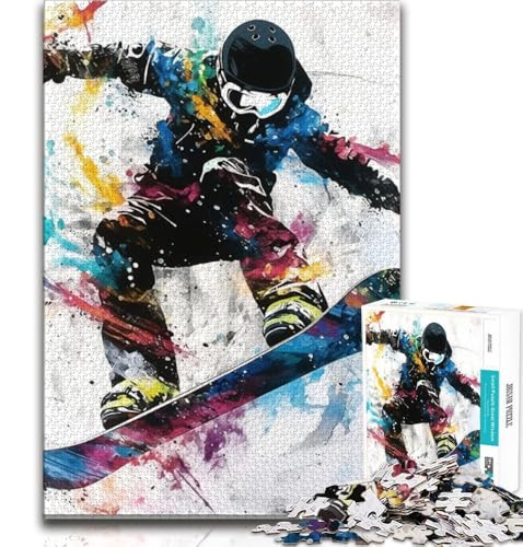 Puzzle 1000 Teile für Teenager, Skifahrer-Malerei, Lernspiele, Heimdekoration, Lernspiel für Geburtstag, Weihnachten, 75x50cm von GKJPOXZJ