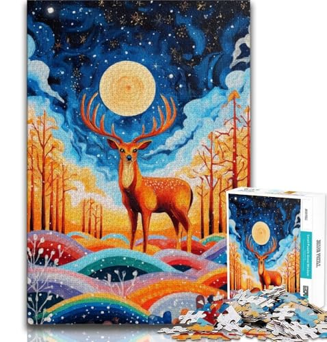 Puzzle 1000 Teile für Teenager, Tierhirsch, anspruchsvolles Spiel und Familienspiel, Lernspiel für Geburtstag, Weihnachten, 38x26cm von GKJPOXZJ