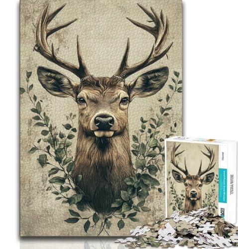 Puzzle 1000 Teile für Teenager, Waldhirsch, anspruchsvolles Spiel und Familienspiel, Lernspiel für Geburtstag, Weihnachten, 75x50cm von GKJPOXZJ