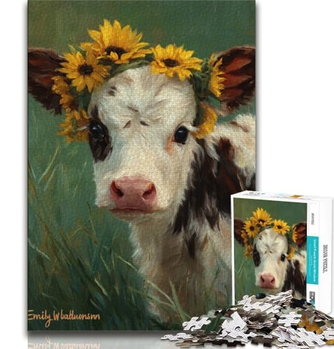 Puzzle 1000 Teile für Teenager, braune Kuh, Lernspiele, Heimdekoration, Lernspiel für Geburtstag, Weihnachten, 75x50cm von GKJPOXZJ