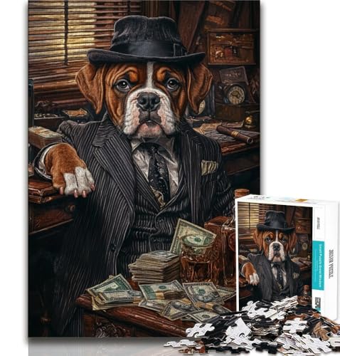 Puzzle 1000 Teile für Teenager-Geschenke, Boxerhund beim Trinken, hilft dem Gehirn beim Trainieren, süchtig machendes Spielzeug zur Förderung der Geduld, Künstlersammlung, bildende Kunst, 38x26cm von GKJPOXZJ