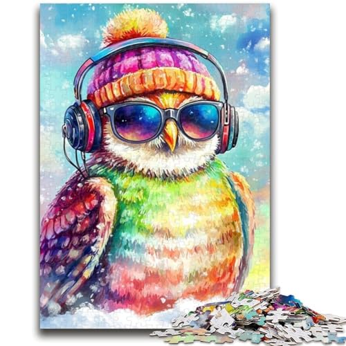 Puzzle 1000 Teile für Teenager-Geschenke, Eule, die Musik hört, Puzzles für Erwachsene, Spielzeug, Lernspiele, Stressabbau, einzigartige Geburtstags- und Geschenkideen (75x50cm) von GKJPOXZJ