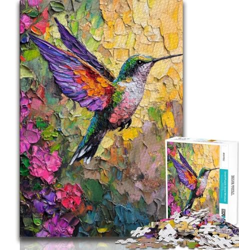 Puzzle 1000 Teile für Teenager-Geschenke, Kolibri-Ölgemälde, pädagogisches Familienspiel, geeignet für die Schreibtischdekoration, 75x50cm von GKJPOXZJ