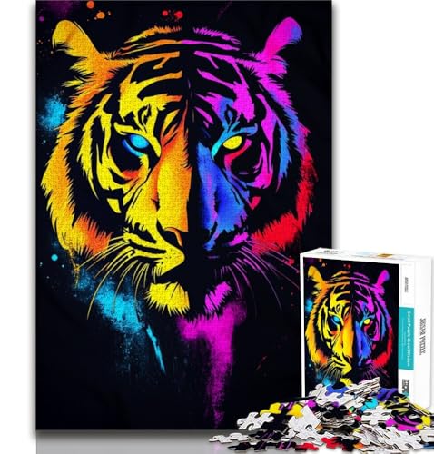 Puzzle 1000 Teile für Teenager-Geschenke Neon Tiger, Familienunterhaltungsspielzeug ganze Familie 75x50cm Puzzle 1000 Teile für Teenager-Geschenke Neon Tiger, Familienunterhaltungsspielzeug ganze Familie 75x50cm von GKJPOXZJ