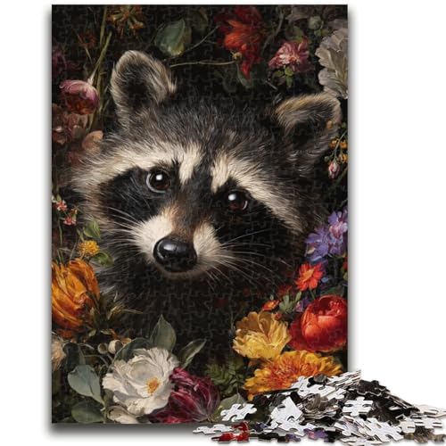 Puzzle 1000 Teile für Teenager Waschbärblumen Teenager-Puzzles, Quizspiel Wanddekoration Einzigartige Geburtstags (50x75cm) von GKJPOXZJ