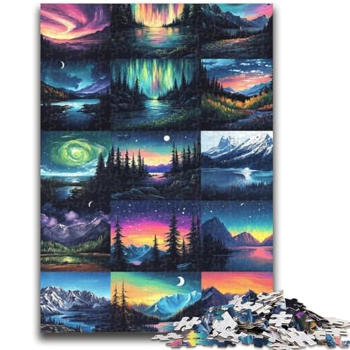 Puzzle für Erwachsene, 1000 Aurora-Collagen, Puzzle für Erwachsene, Lernspiel, Herausforderung, Spielzeug, Geburtstagsgeschenk, Geschenke, Wandkunst (38x26cm) von GKJPOXZJ