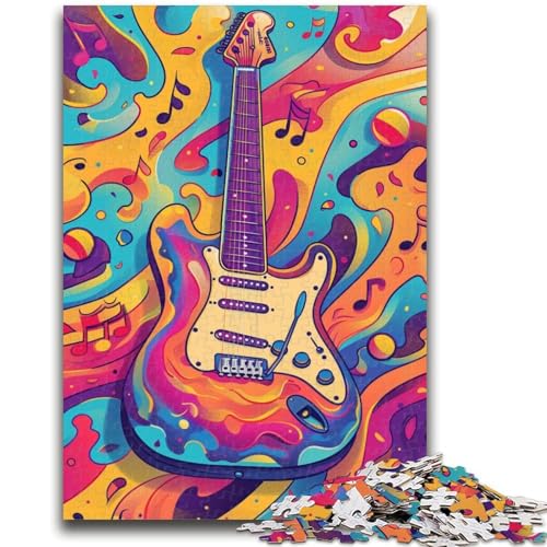 Puzzle für Erwachsene, 1000 Bunte Gitarren, Puzzle zum Stressabbau, schwierige Herausforderung, geeignet als Schreibtischdekoration (50x75cm) von GKJPOXZJ