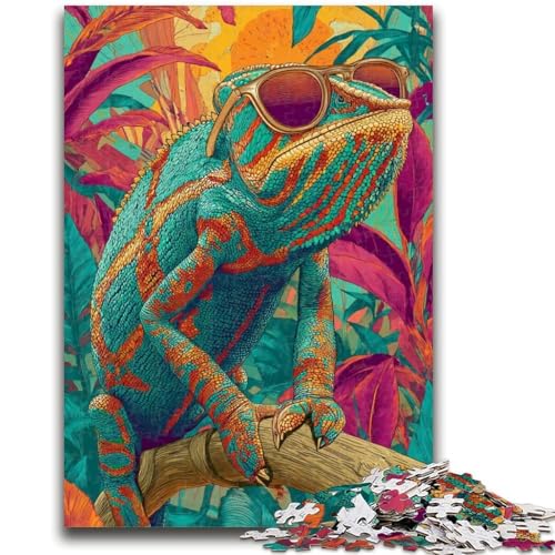 Puzzle für Erwachsene, 1000 Chamäleon-Puzzles mit Brille für Teenager, anspruchsvolles Spiel, ganze Familie (26x38cm) von GKJPOXZJ