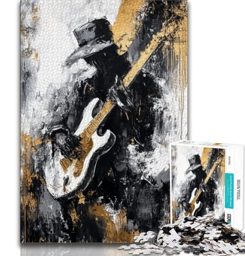 Puzzle für Erwachsene, 1000 Puzzles, Gitarre Spielen, Ölgemälde, Lernspielzeug, Familienspiele, geeignet für die Schreibtischdekoration, 38x26cm von GKJPOXZJ