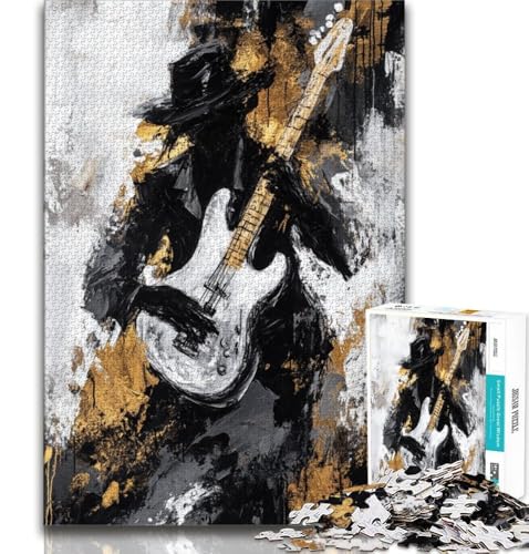 Puzzle für Erwachsene, 1000 Puzzles, Gitarre Spielen, Ölgemälde, Lernspielzeug, Familienspiele, geeignet für die Schreibtischdekoration, 38x26cm von GKJPOXZJ