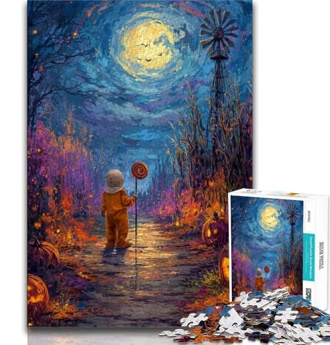 Puzzle für Erwachsene, 1000 Puzzles, Halloween unter dem Nachthimmel, Lernspielzeug, Familienspiele, geeignet als Schreibtischdekoration, 38x26cm von GKJPOXZJ