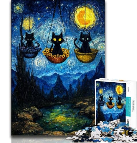 Puzzle für Erwachsene, 1000 Puzzles, Schwarze Katzenkunst, Spielzeug, Lernspiele, Stressabbau, Eltern-Kind-Interaktion, 38x26cm Puzzle für Erwachsene, 1000 Puzzles, Schwarze Katzenkunst, Spielzeug, Lernspiele, Stressabbau, Eltern-Kind-Interaktion, 38x26cm von GKJPOXZJ