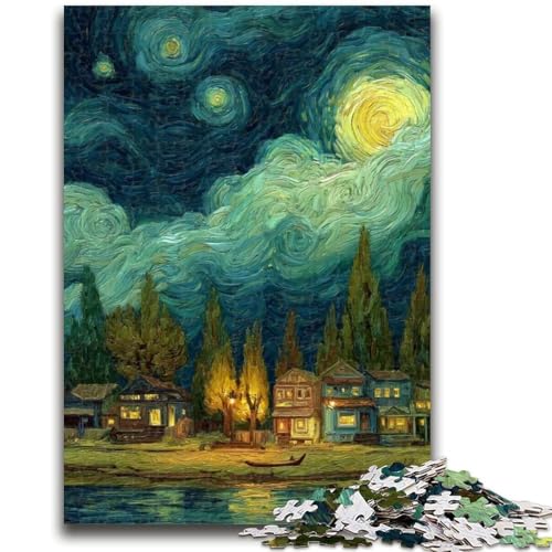 Puzzle für Erwachsene, 1000 Puzzles, Van Gogh Nachthimmel, für Erwachsene, Lernspiel, Herausforderung, Spielzeug, Geburtstagsgeschenk, Geschenke, Wandkunst (38x26cm) von GKJPOXZJ
