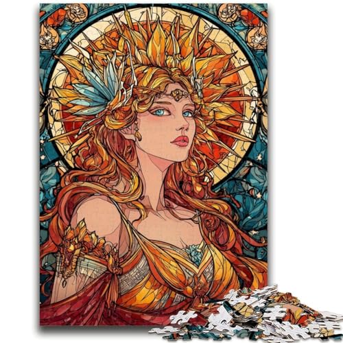Puzzle für Erwachsene, 1000 Puzzles mit Buntglasgöttinnen, Familienspiel zum Stressabbau, schwierige Herausforderung, geeignet für Paare (26x38cm) von GKJPOXZJ