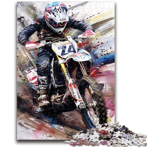 Puzzle für Erwachsene, 1000 Teile, Aquarell-Motorrad-Puzzles für Erwachsene, Lernspiel zum Geburtstag, Weihnachten, für Kinder ab 14 Jahren (50x75cm) von GKJPOXZJ