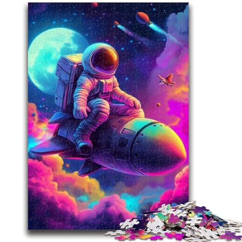 Puzzle für Erwachsene, 1000 Teile, Astronauten auf Rakete, Puzzles für Teenager, lustiges Geschenk und Beschäftigung für Zuhause, Spielzeug für Regentage (26x38cm) von GKJPOXZJ
