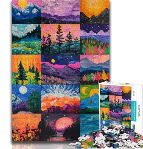 Puzzle für Erwachsene, 1000 Teile, Aurora-Collage, dekomprimierendes intellektuelles Lernspielzeug, ganze Familie, 75x50cm von GKJPOXZJ