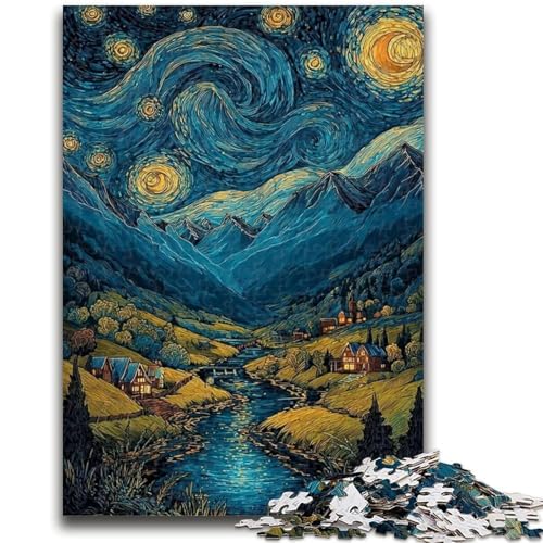 Puzzle für Erwachsene, 1000 Teile, Berge unter dem Nachthimmel, Puzzles für Teenager, Lernspielzeug, lustige Familienspiele, einzigartige Heimdekoration (38x26cm) von GKJPOXZJ