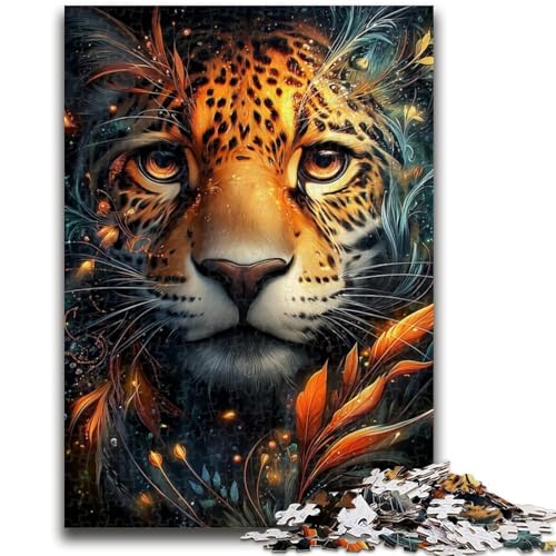 Puzzle für Erwachsene, 1000 Teile, Blumenleopard, 1000 Teile für Erwachsene, ganze Familie, ab 14 Jahren (26x38cm) von GKJPOXZJ