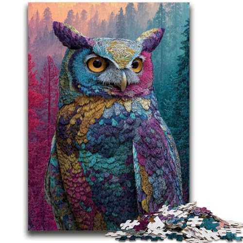 Puzzle für Erwachsene, 1000 Teile, Bunte Eulen-Puzzles für Erwachsene, Lernspiel für Geburtstag, Weihnachten, für Kinder ab 14 Jahren (26x38cm) von GKJPOXZJ