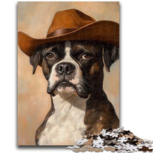 Puzzle für Erwachsene, 1000 Teile, Cowboy-Boxer-Hund, Puzzle für Erwachsene, Spielzeug, Lernspiele, Stressabbau, einzigartige Geburtstags- und Geschenkideen, (38x26cm) von GKJPOXZJ