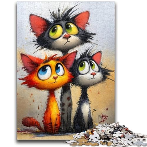 Puzzle für Erwachsene, 1000 Teile, DREI Katzen, Teenager-Puzzle, Entspannungsspiele ganze Familie (38x26cm) von GKJPOXZJ